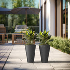 Grands pots de fleurs ronds en plastique noir pour intérieur et extérieur, lot de 2