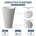 Grands pots de fleurs ronds en plastique noir pour intérieur et extérieur, lot de 2