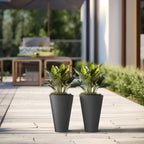 Grands pots de fleurs ronds en plastique noir pour intérieur et extérieur, lot de 2