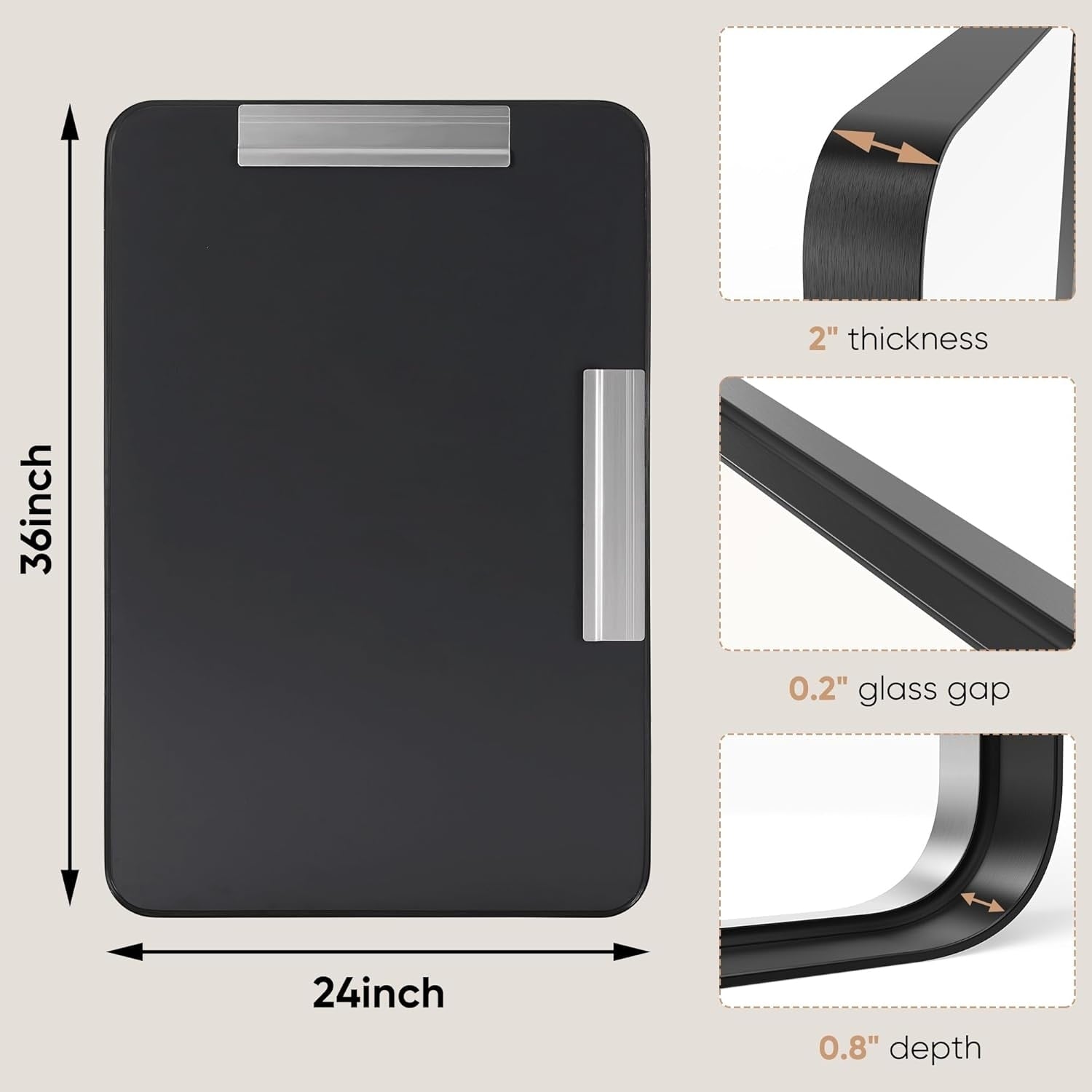 Miroir de salle de bain mural moderne avec cadre en métal et garantie de 5 ans