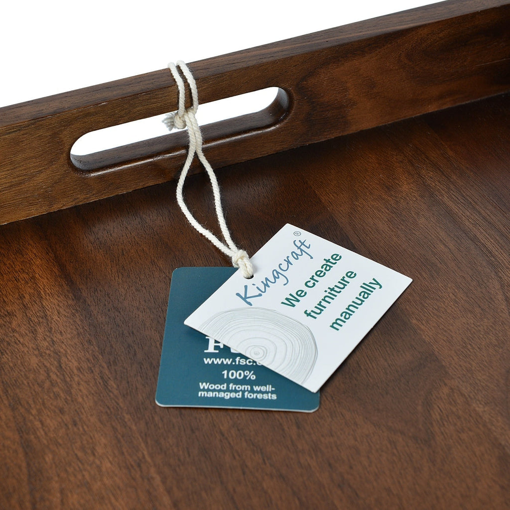 Plateau de service rectangulaire en bois de noyer noir KINWELL Plateau ottoman