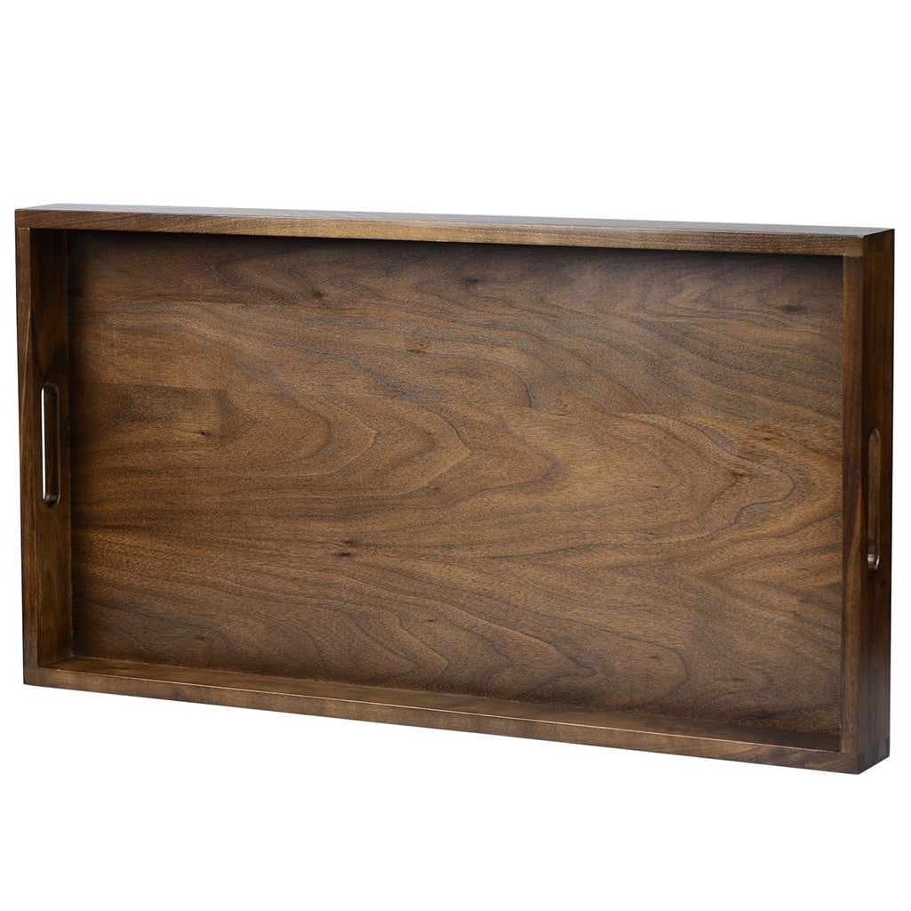 Plateau de service rectangulaire en bois de noyer noir KINWELL Plateau ottoman
