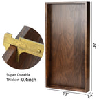 Plateau de service rectangulaire en bois de noyer noir KINWELL Plateau ottoman