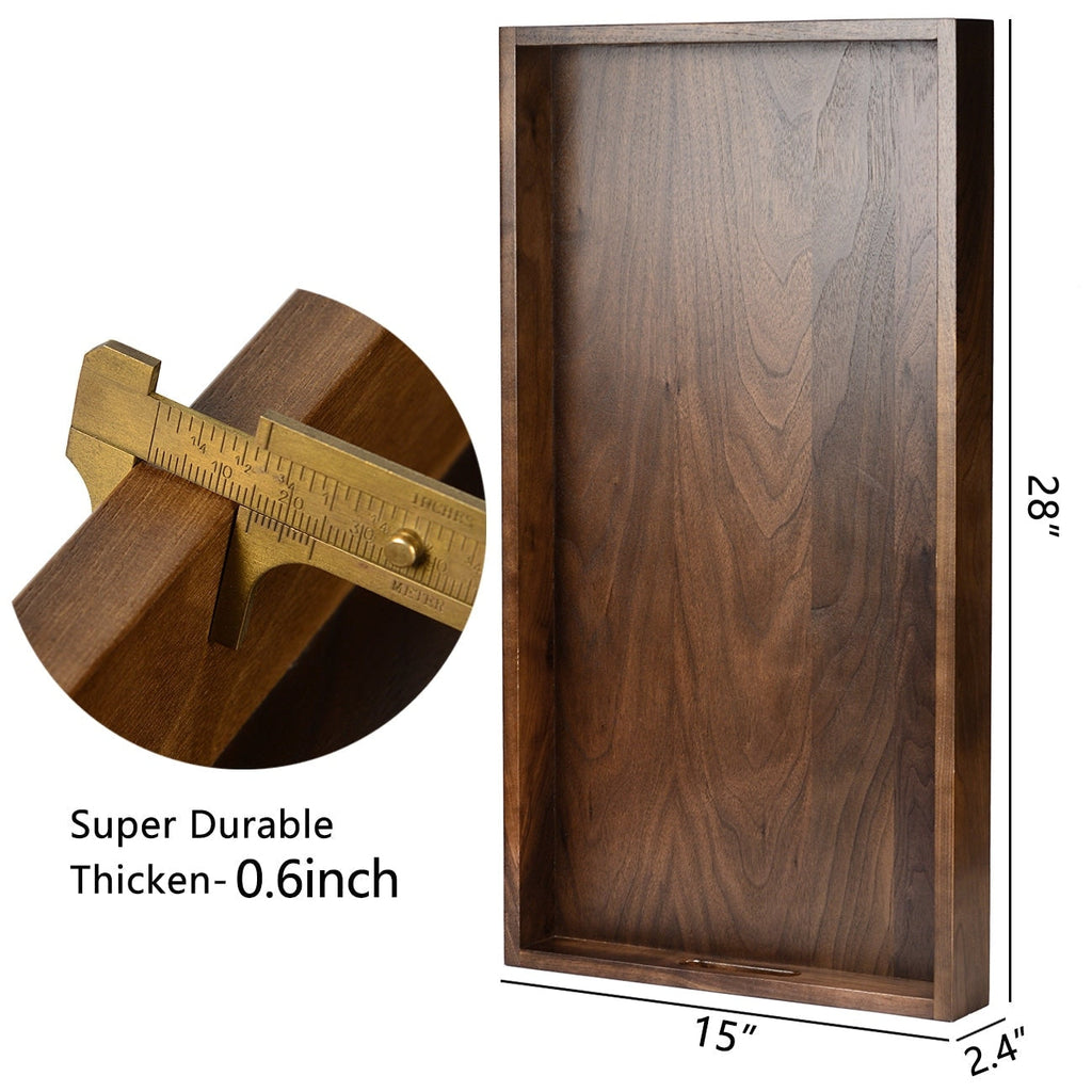 Plateau de service rectangulaire en bois de noyer noir KINWELL Plateau ottoman