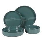 Service de table Bloomhouse Santorini Mist, 16 pièces, assiettes et bols doubles en terre cuite avec glaçure réactive