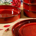 Service de table Bloomhouse Santorini Mist, 16 pièces, assiettes et bols doubles en terre cuite avec glaçure réactive