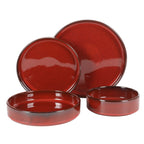 Service de table Bloomhouse Santorini Mist, 16 pièces, assiettes et bols doubles en terre cuite avec glaçure réactive