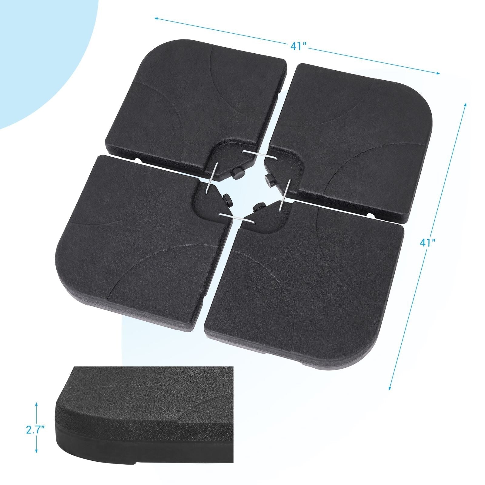 Support de parasol déporté Bonosuki 4 pièces avec base en porte-à-faux, 176 lb - 40,9 x 40,9