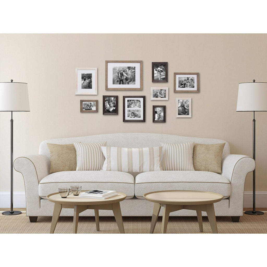 Ensemble de 10 cadres photo muraux en bois Kate and Laurel Bordeaux