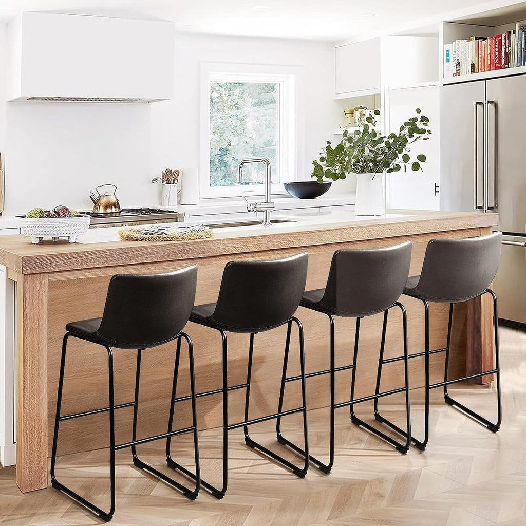Tabourets de bar Bossin 18/26/30 pouces, tabourets de bar à hauteur de comptoir avec dossier, tabourets modernes en cuir PU, chaise de salle à manger avec repose-pieds
