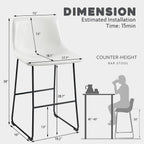 Tabourets de bar Bossin 18/26/30 pouces, tabourets de bar à hauteur de comptoir avec dossier, tabourets modernes en cuir PU, chaise de salle à manger avec repose-pieds