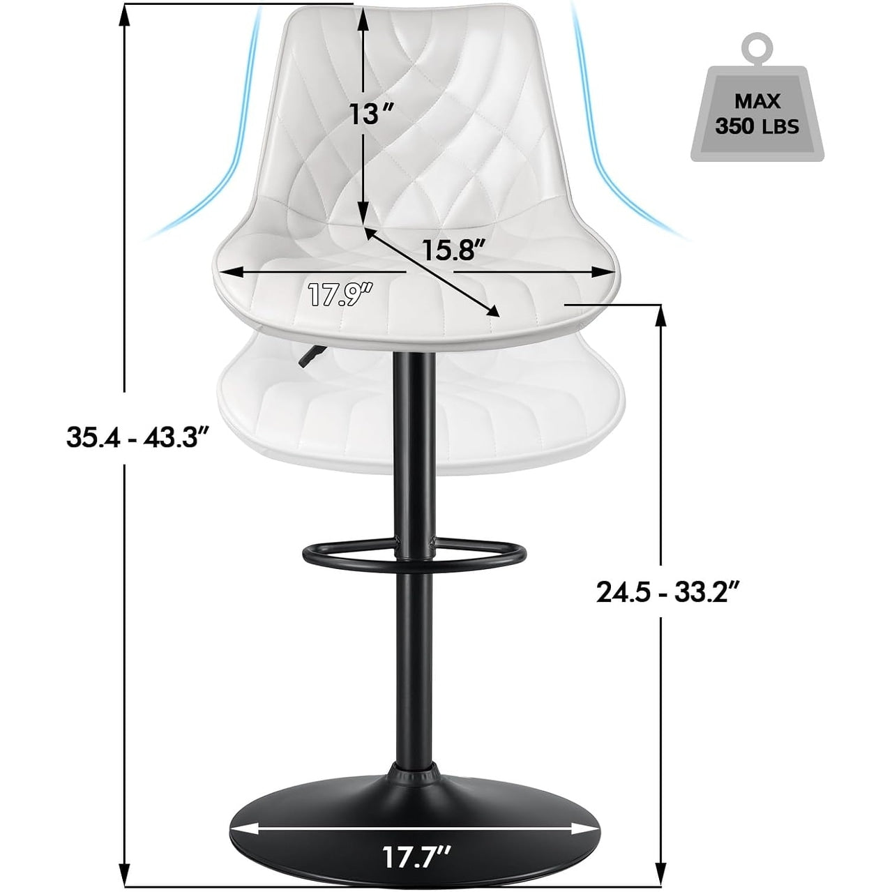 Tabourets de bar pivotants réglables Bossin avec dossier – Hauteur comptoir