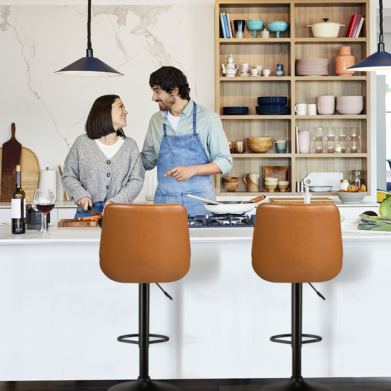 Tabourets de bar pivotants réglables Bossin avec dossier – Hauteur comptoir