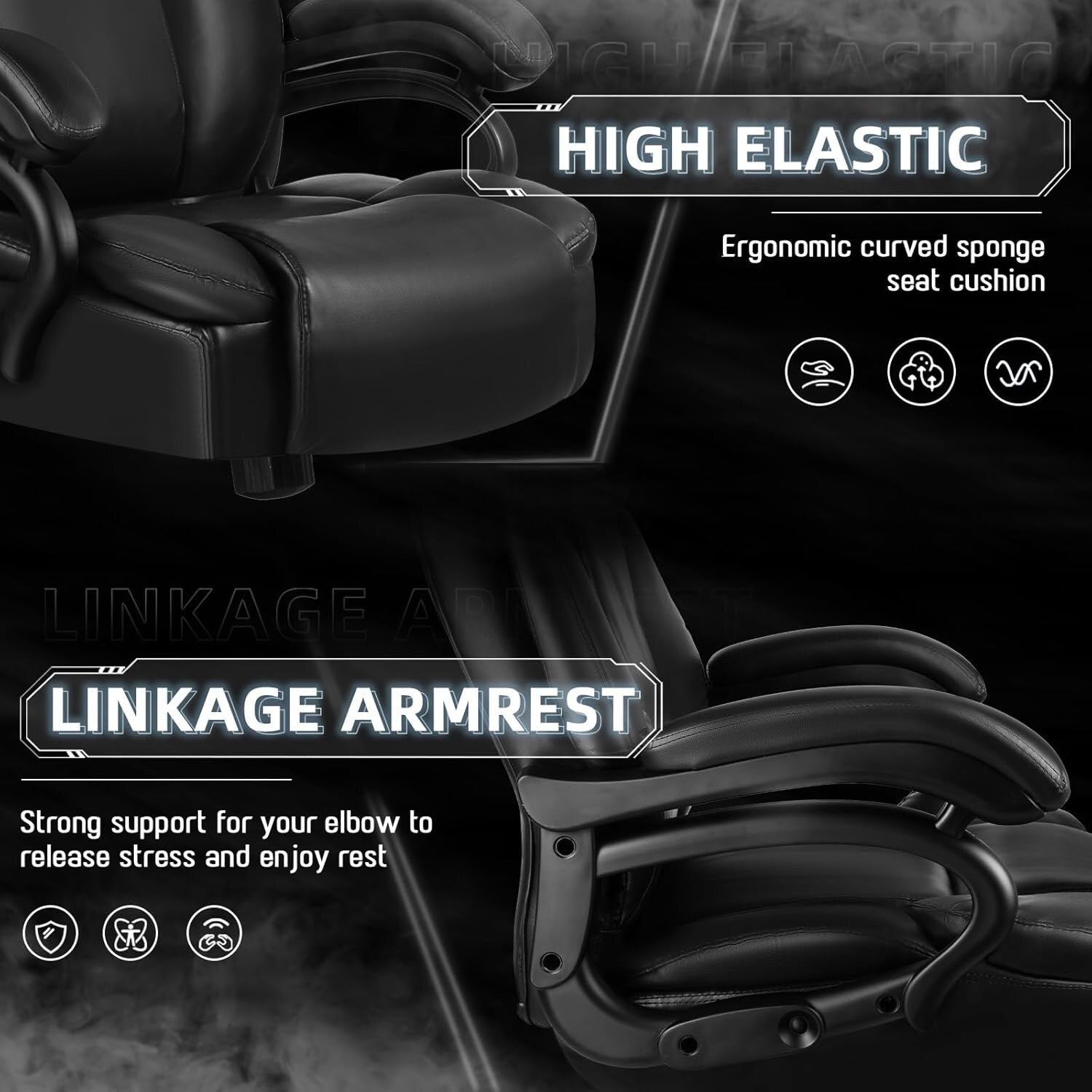 Chaise de bureau exécutive Bossin Big and Tall, chaise ergonomique à support lombaire réglable de 500 lb avec dossier haut en cuir PU pour ordinateur