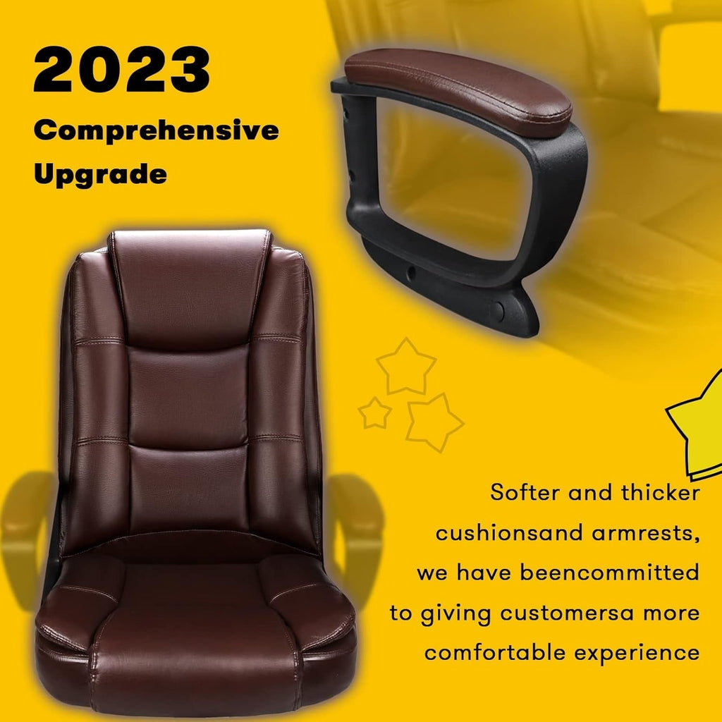 Chaise de bureau Bossin Big and Tall, chaise de direction à dossier haut, chaise de direction ergonomique réglable en cuir, 400 lb