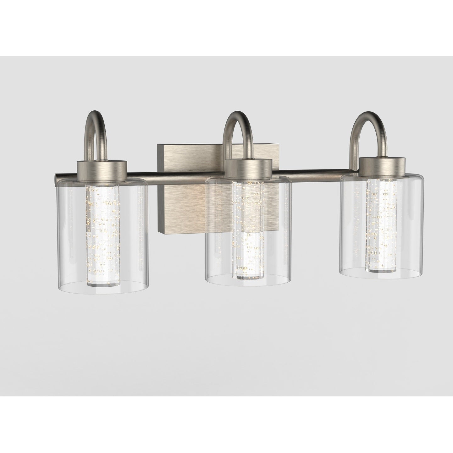 Appliques de vanité en nickel brossé avec verre à bulles en cristal