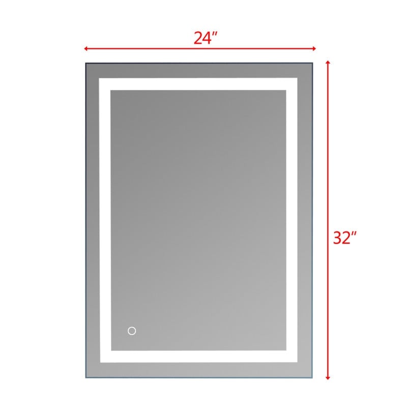 Miroir de salle de bain tactile à LED avec bande lumineuse intégrée Argent