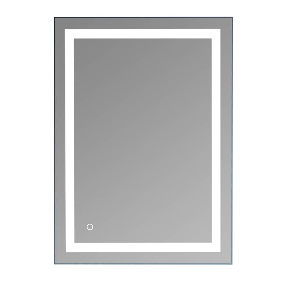 Miroir de salle de bain tactile à LED avec bande lumineuse intégrée Argent