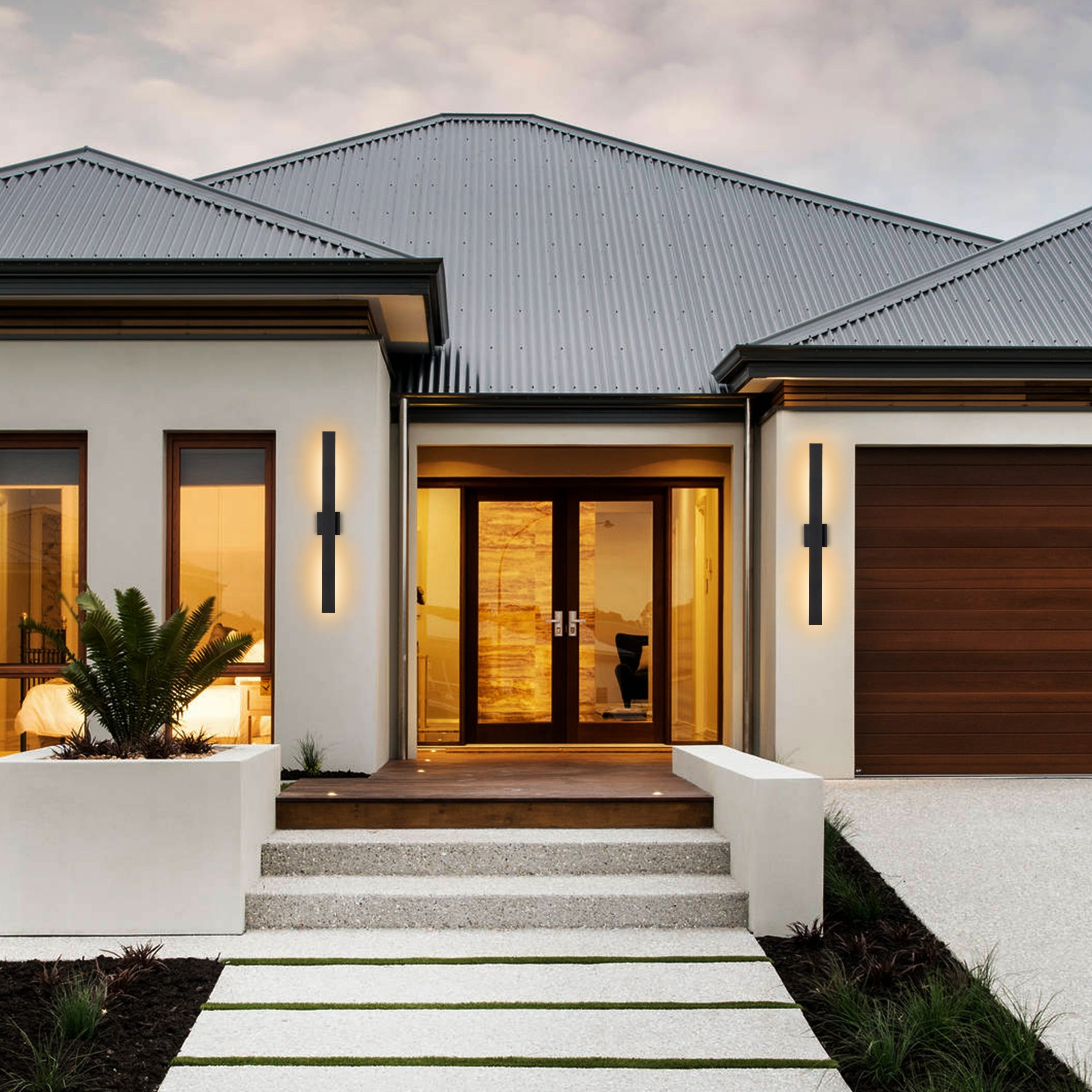 Applique murale d'extérieur à 2 lumières C Cattleya en aluminium noir mat à LED