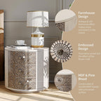 Table de chevet en bois massif marron vintage COSIEST avec tiroirs