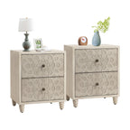 Table de chevet en bois massif marron vintage COSIEST avec tiroirs