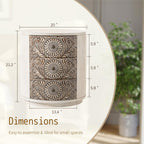 Table de chevet en bois massif marron vintage COSIEST avec tiroirs