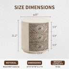 Table de chevet en bois massif marron vintage COSIEST avec tiroirs