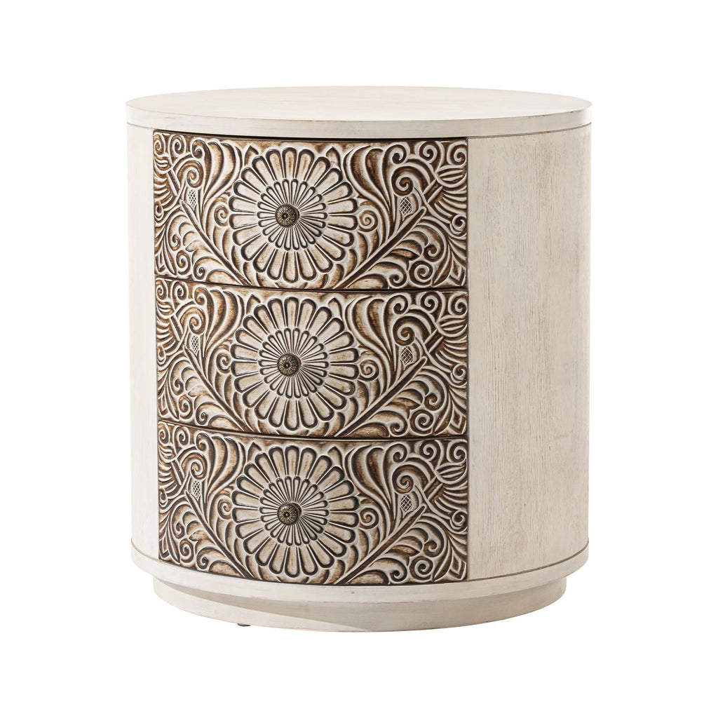 Table de chevet en bois massif marron vintage COSIEST avec tiroirs