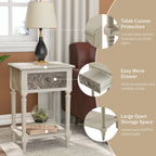 Table de chevet en bois massif marron vintage COSIEST avec tiroirs