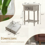 Table de chevet en bois massif marron vintage COSIEST avec tiroirs