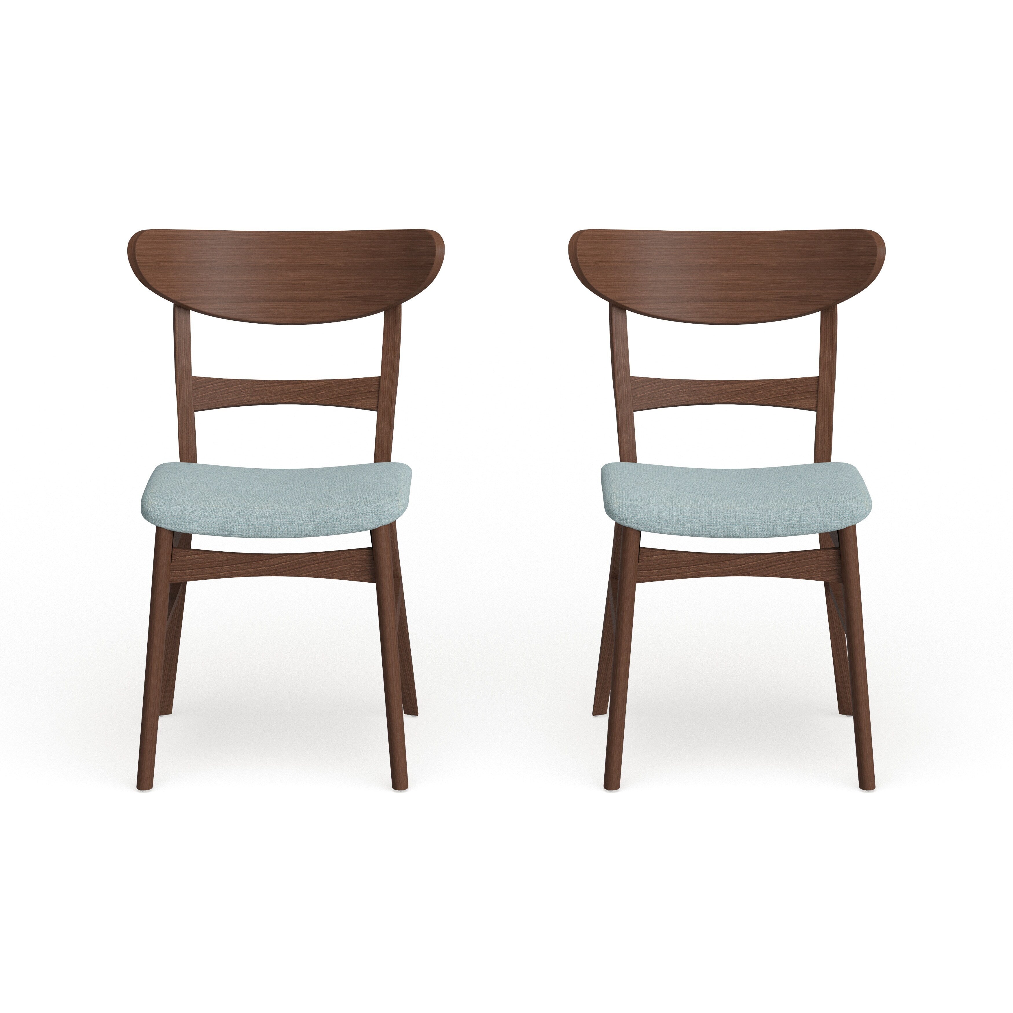 Chaise de salle à manger Abrielle en bois d'hévéa rembourrée de style milieu de siècle (lot de 2) par Christopher Knight Home