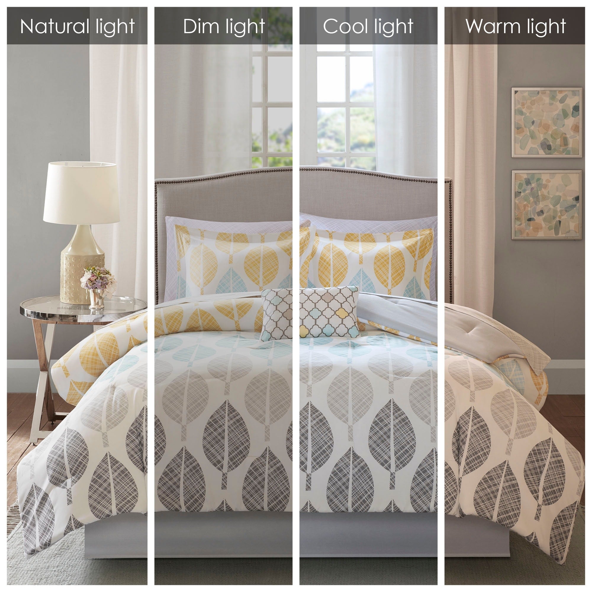 Madison Park Essentials Pelham Bay Parure de lit 9 pièces jaune/aqua avec draps en coton