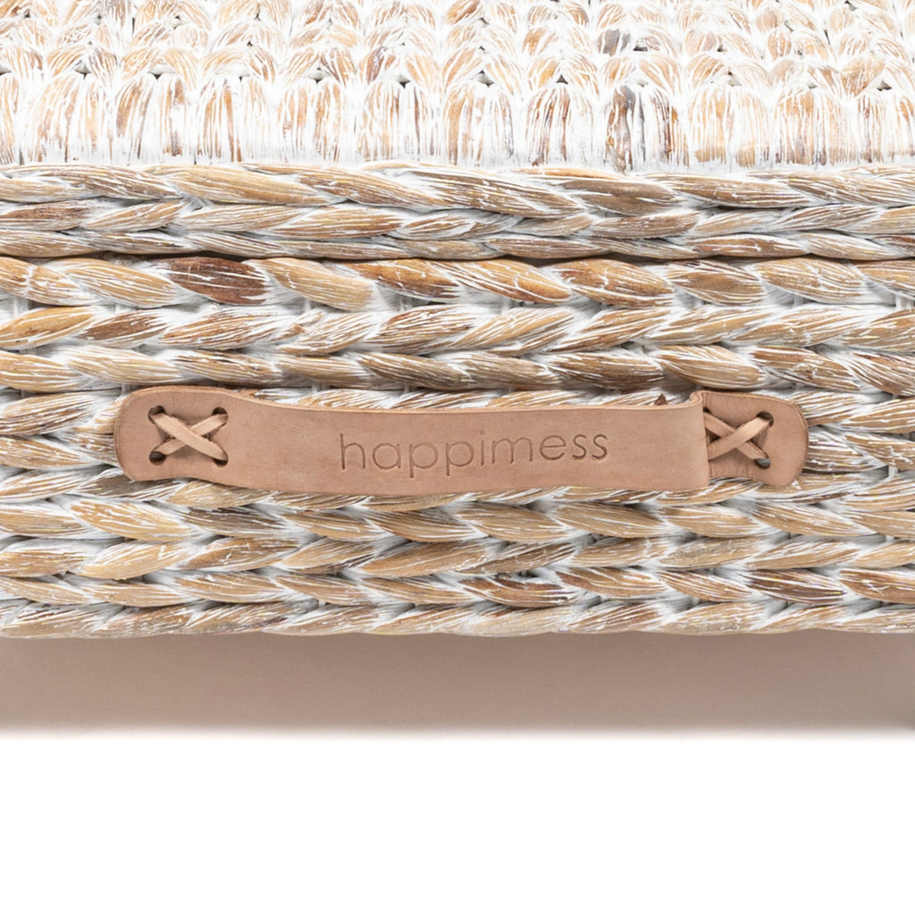 Happimess Bac de rangement sous le lit en jacinthe/bois avec roulettes et poignées