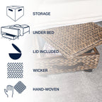 Happimess Bac de rangement sous le lit en jacinthe/bois avec roulettes et poignées