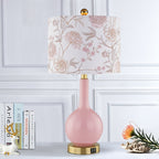 Lampe de table en céramique rose avec variateur tactile à 3 positions et deux ports de charge USB - 12'' x 12'' x 24'' (L x l x H)