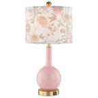 Lampe de table en céramique rose avec variateur tactile à 3 positions et deux ports de charge USB - 12'' x 12'' x 24'' (L x l x H)