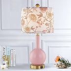 Lampe de table en céramique rose avec variateur tactile à 3 positions et deux ports de charge USB - 12'' x 12'' x 24'' (L x l x H)