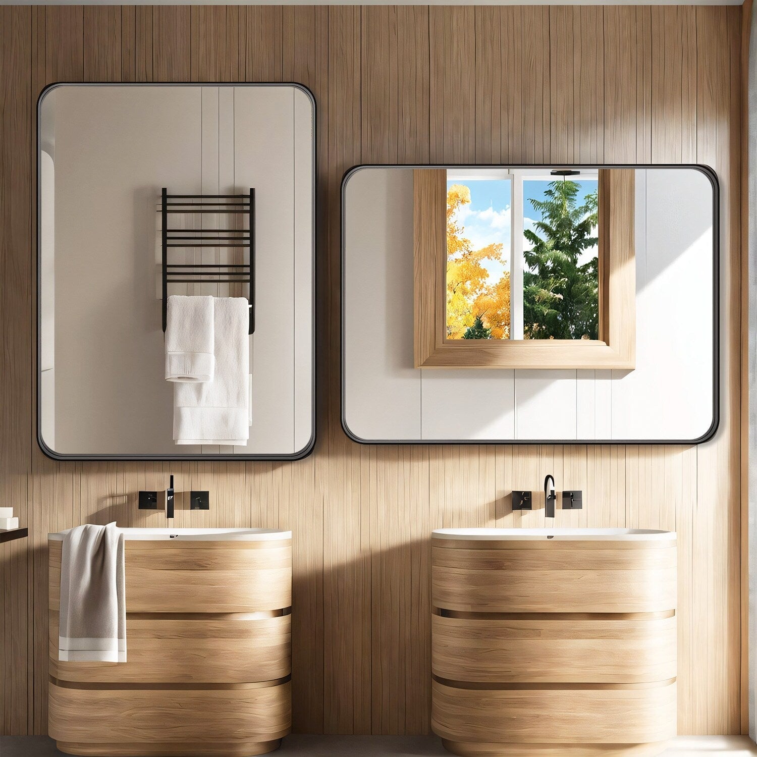 Miroirs de salle de bain pour mur au-dessus du lavabo, grand miroir mat, décoratif pour toilettes, style ferme, suspendu horizontalement ou verticalement