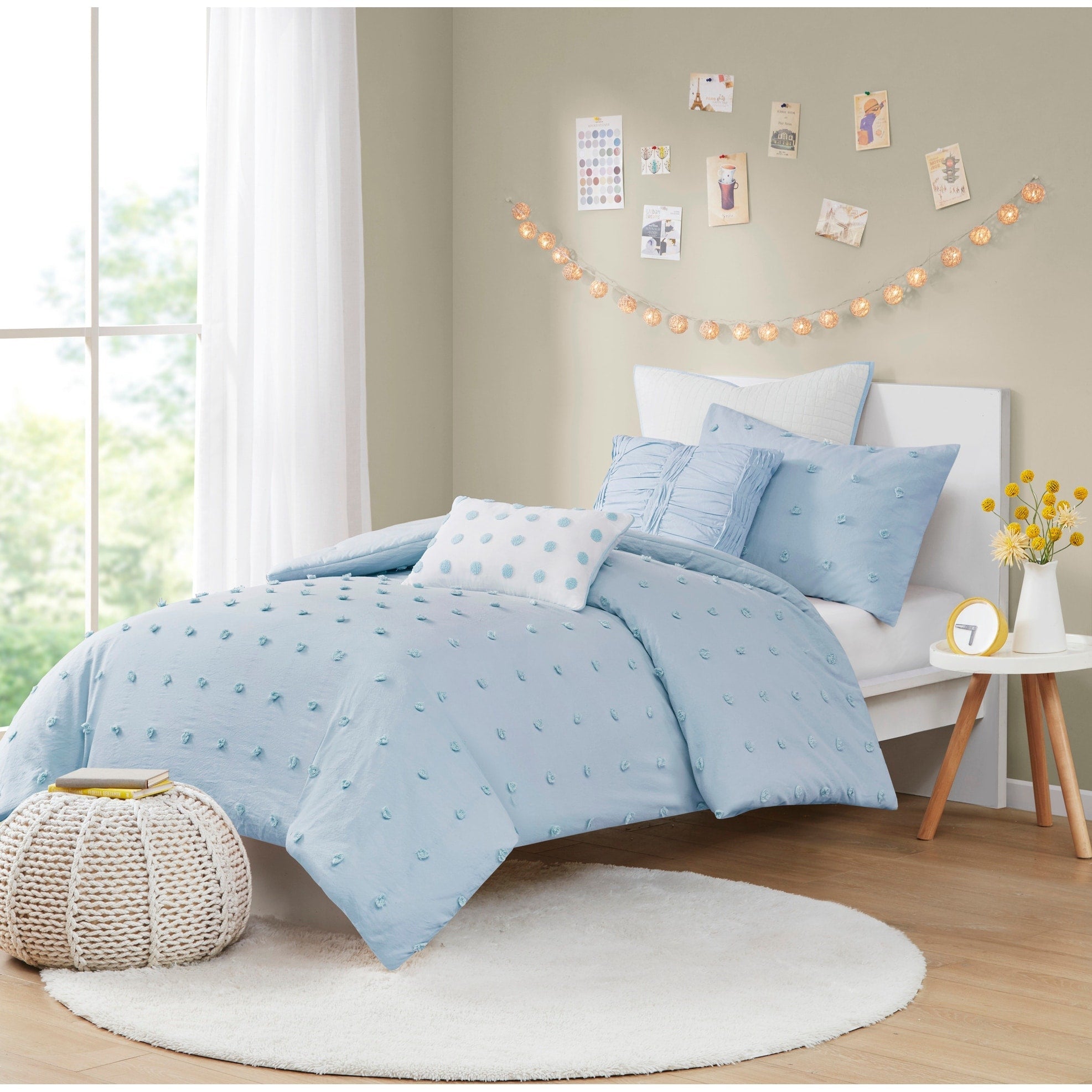 Parure de lit en jacquard de coton et maïs au design intelligent avec taies d'oreiller et coussins décoratifs
