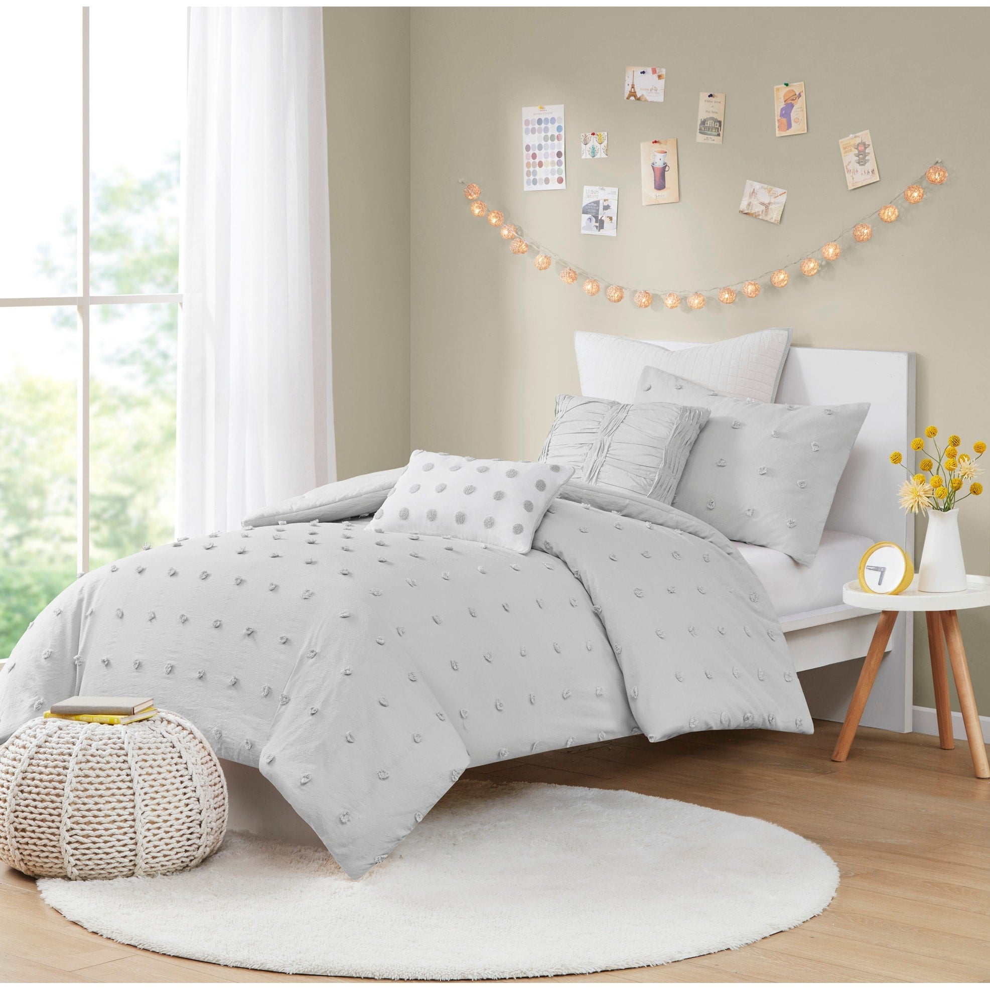Parure de lit en jacquard de coton et maïs au design intelligent avec taies d'oreiller et coussins décoratifs
