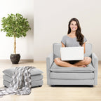 Canapé sectionnel en velours côtelé avec poufs amovibles et coussins ultra-doux pour salon et chambre