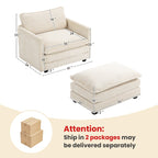 Canapé sectionnel en velours côtelé avec poufs amovibles et coussins ultra-doux pour salon et chambre