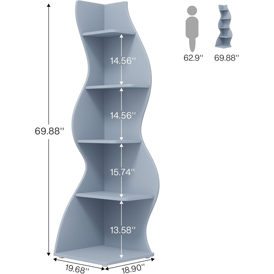 Étagère d'angle à la forme unique pour salon et bureau