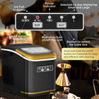 Machine à glaçons de comptoir avec pelle et panier à glaçons, 9 glaçons en 6 min, 12 kg/24 h, 2 tailles de glaçons, autonettoyante