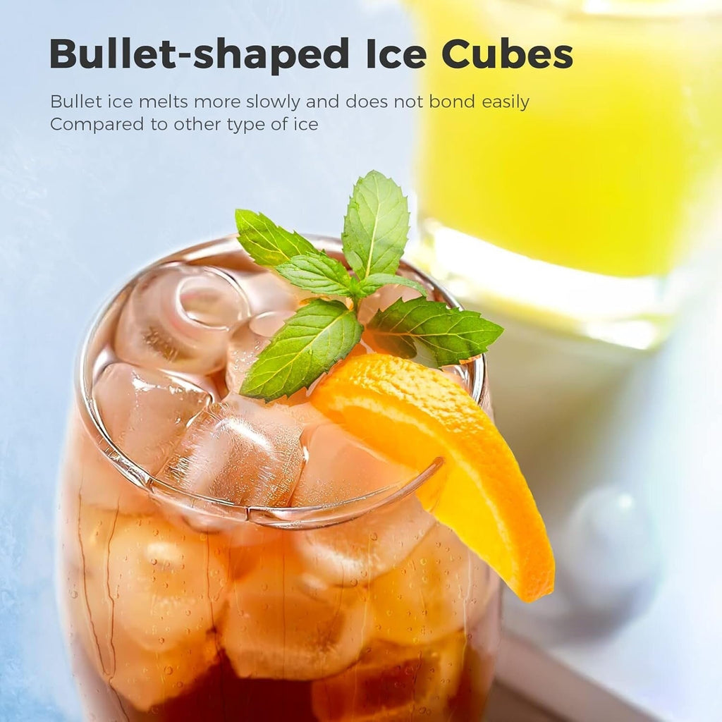 Machine à glaçons portable de comptoir avec autonettoyage, 9 glaçons en 6 minutes, livrée avec panier à glaçons et pelle à glaçons