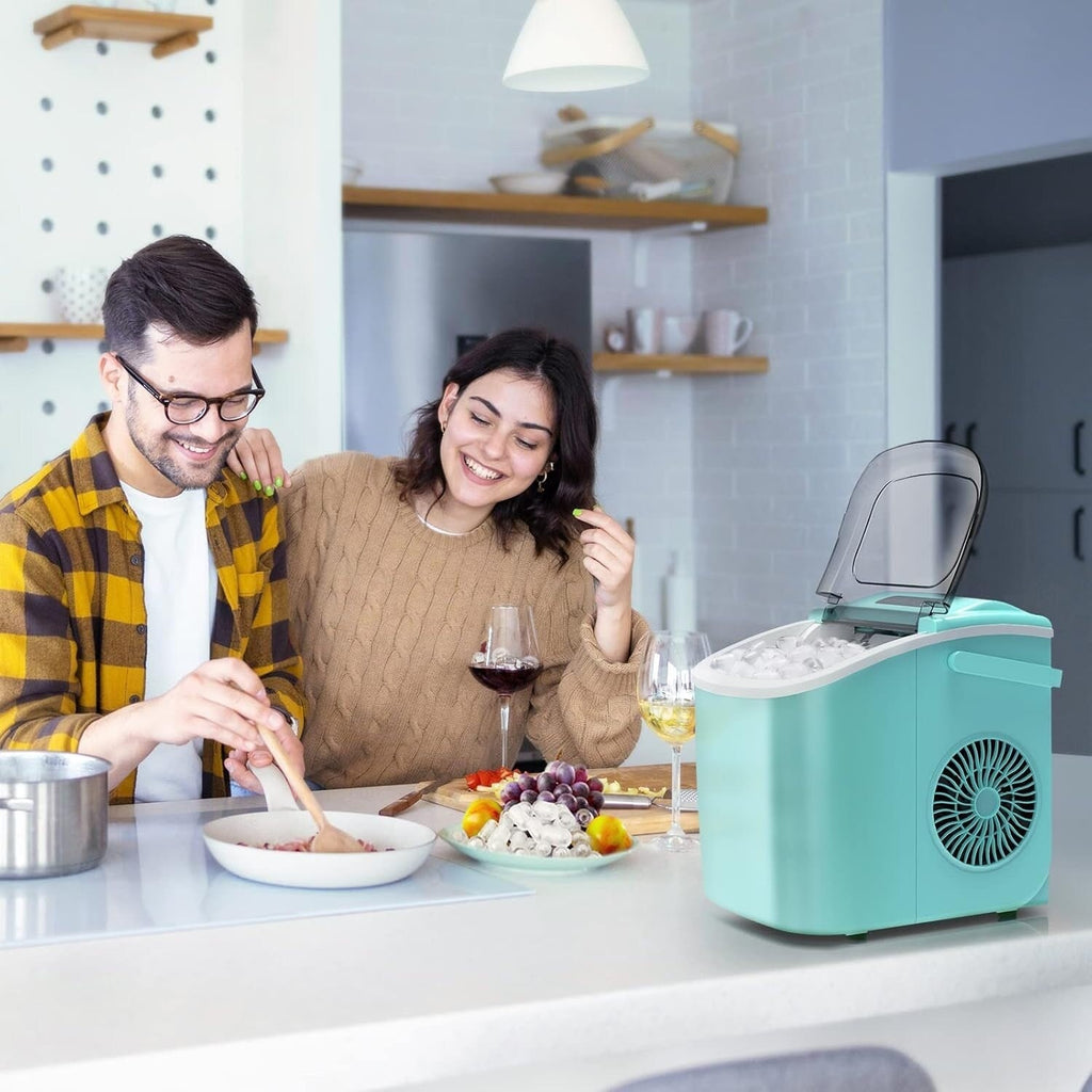 Machine à glaçons portable de comptoir avec autonettoyage, 9 glaçons en 6 minutes, livrée avec panier à glaçons et pelle à glaçons