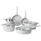 Batterie de cuisine antiadhésive en fonte d'aluminium Country Kitchen - Batterie de cuisine durable pour la cuisine quotidienne, 6 à 11 pièces