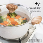 Batterie de cuisine antiadhésive en fonte d'aluminium Country Kitchen - Batterie de cuisine durable pour la cuisine quotidienne, 6 à 11 pièces