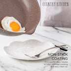 Batterie de cuisine antiadhésive en fonte d'aluminium Country Kitchen - Batterie de cuisine durable pour la cuisine quotidienne, 6 à 11 pièces