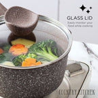 Batterie de cuisine antiadhésive en fonte d'aluminium Country Kitchen - Batterie de cuisine durable pour la cuisine quotidienne, 6 à 11 pièces